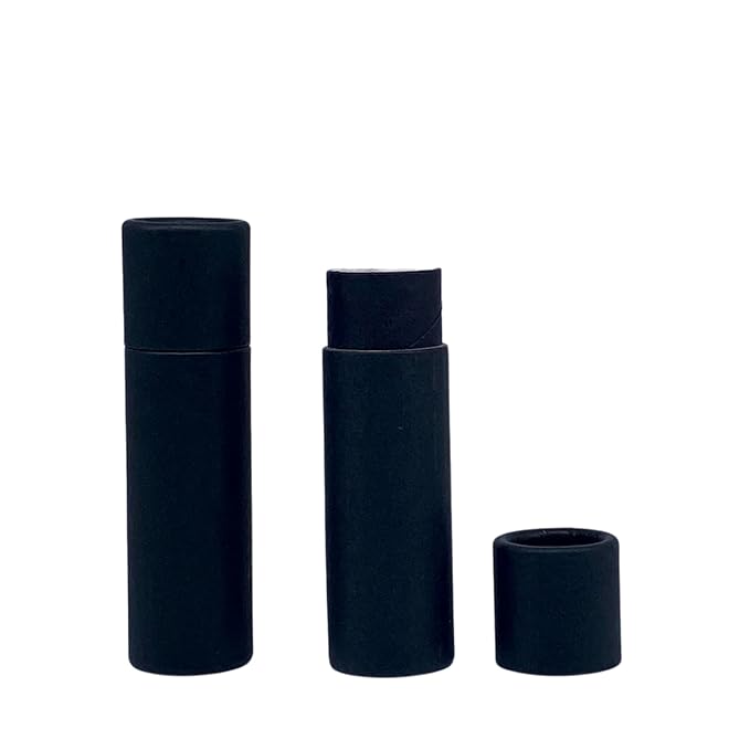 GreenWay 0.3oz / 8.5g Kraft Paperboard Lip Balm Tubes with Lids - 25 Pack Lip Gloss Tubes Refillable DIY Cosmetic Containers - Lip Balm Containers Chapstick Tubes Empty Holder Tubes - Black-Velvo Beauty