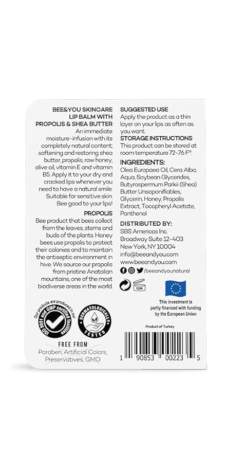 Bee and You Ultra Conditioning, 100% Natural, Moisturizing Lip Balm, Chapstick, Chapped Lips Treatment Severe, Beeswax, Propolis Extract, Raw Honey, Vitamin E, Shea Butter, 10ML-Velvo Beauty