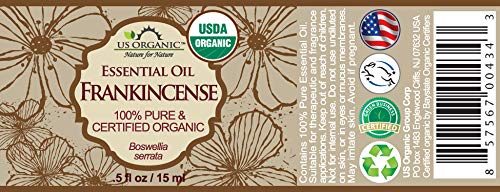 US Organic 100% Pure Frankincense Essential Oil, USDA Certified Organic, Steam Distilled, Boswellia serrata, Origin India, Use Topically or in Diffuser (15 ml, Value 2Pack)-Velvo Beauty