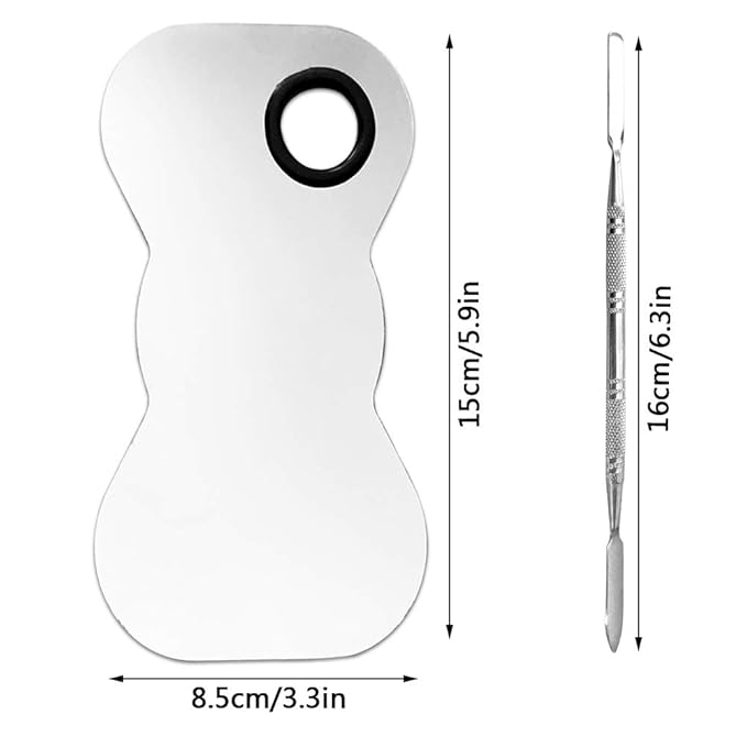 2 Pack Professional Makeup Palette, 2 Types Pro Lady Stainless Steel Cosmetic Artist Spatula with Spatula Tool for Mixing Foundation-Velvo Beauty