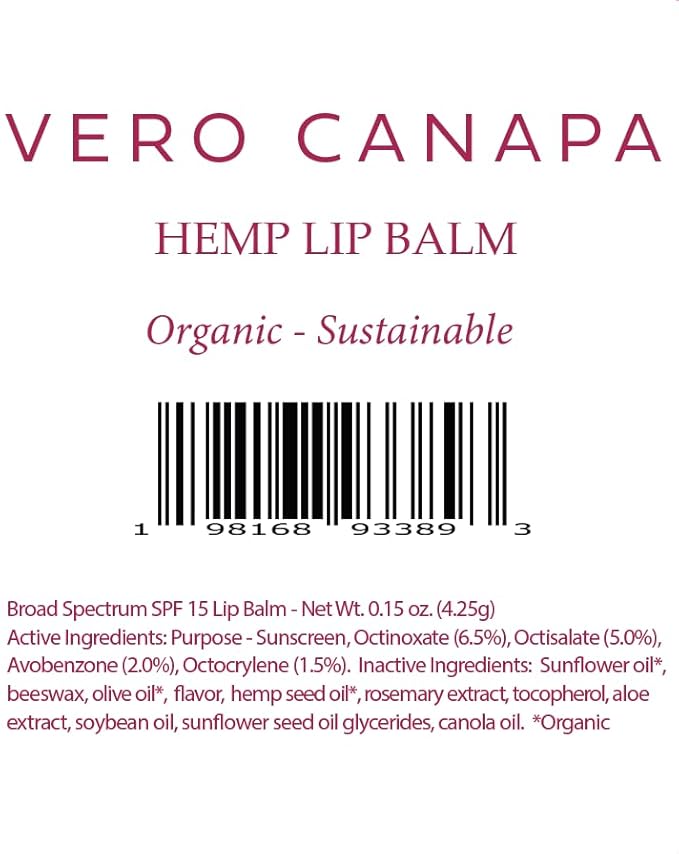 Pomegranate Organic Hemp Lip Balm with SPF - 3 Pack | Lip Moisturizer |Sunscreen Lip Balm | SPF Lip Balm | Lip Care | Lip Balm Hydrating | Lip Balm Bulk | Lip Balm SPF | Lip Care Products-Velvo Beauty