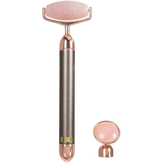 ForPro Professional Collection Electric Face Roller & Eye Massager, 2 in 1 Vibrating Skin Care Tool, Rose Quartz-Velvo Beauty