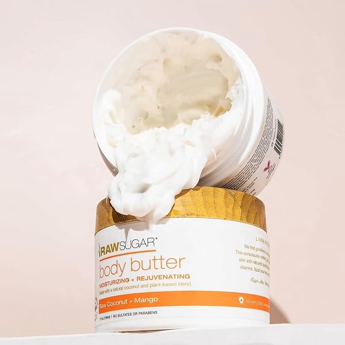 Raw Sugar Nourishing Raw Coconut + Mango Body Love Bundle - Body Wash, Body Scrub, Body Butter & Lip Balm, Clean, Made with Plant-Derived Ingredients, Formulated without Sulfates and Parabens-Velvo Beauty