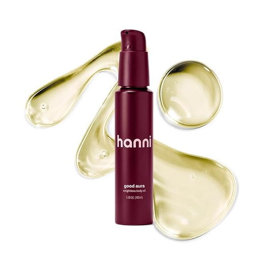 HANNI Good Aura Dry Body Oil, Lightweight After-Shower Moisturizer with Jojoba, Coconut, Baobab, and Buriti Oils, Non-Greasy Skincare for Soft Skin, 100 mL / 3.38 oz-Velvo Beauty