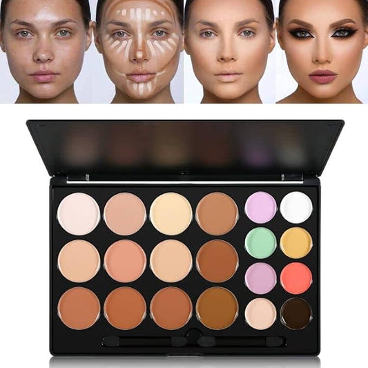 Cream Contour Concealer Makeup Palette Kit, DE’LANCI Face Contour Cream Foundation,Full Coverage Concealer Palette,Natural Brightening Contouring Highlight Makeup Pallet for Oily Skin Dark Circles-Velvo Beauty