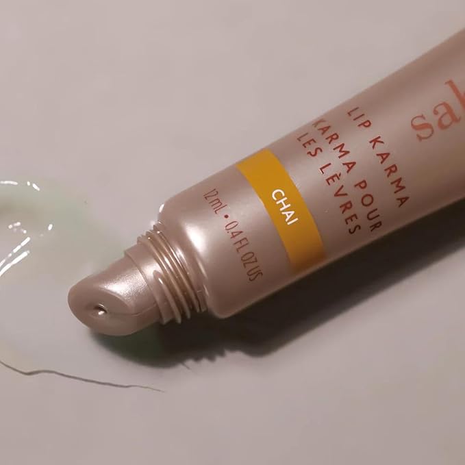 Sahajan Lip Karma Hydrating Lip Balm Gloss with Castor & Argan Oil, Cera Alba, Moisturizes & Firms Chapped, Dry Lips Shine for Plumper Looking Lips (Chai)-Velvo Beauty