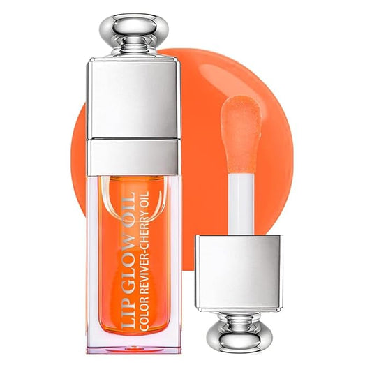 Hydrating Lip Glow Oil, Moisturizing Lip Glow Oil, Nourishing Glossy Transparent Lip Oil, Plumping Lip Oil, Lip Balm, Non-sticky Tinted Toot Lip Balm for Lip Care (CORAL) 0.2 OZ-Velvo Beauty