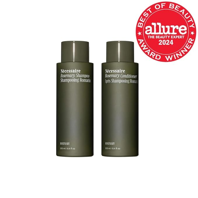 Nécessaire Rosemary Hair Duo | Multi-Protien Strengthening Shampoo + Conditioner For Thinning Hair. For Women + Men. Good For All Hair Types/Textures. Free Of Sulfates. Color-Safe. 250 ml / 8.4 oz-Velvo Beauty