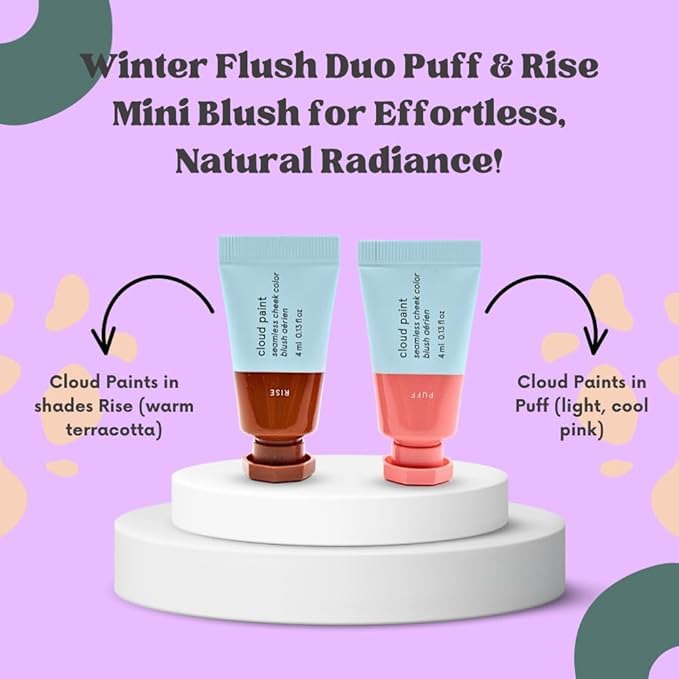 Glossier Mini Cloud Paint Gel Cream Blush Duo:: Rise (Warm Terracotta) and Puff (Light, Cool Pink)-Velvo Beauty