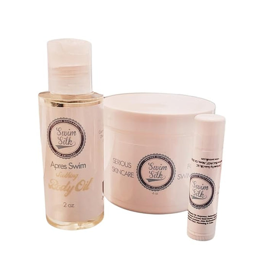 Swim Trio for Skin Protection, Hydration and Nourishment - Skin Shield, Body Oil and Lip Balm-Velvo Beauty