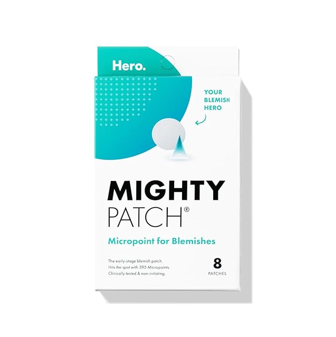 Mighty Patch Micropoint Large Hydrocolloid Pimple Patches for Face Blemishes from Hero Cosmetics, Acne Stickers for Early Stage Zits & Hidden Pimples, 395 Proprietary Micropoints, 8 Count-Velvo Beauty