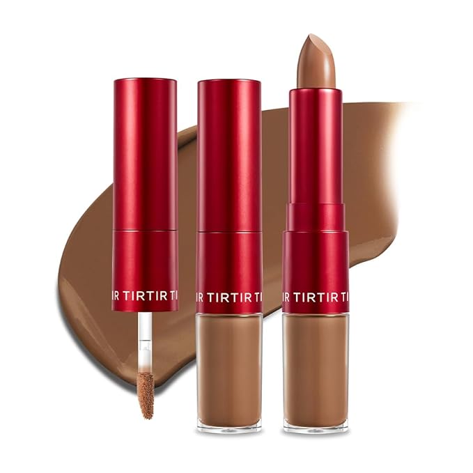 TIRTIR Glide&Hide Blurring Concealer - Creamy texture, Conceals dark circles and wrinkles, Dual formula (liquid tip & balm stick), Long-lasting wear, Korean Makeup, #8.7N, 0.28 Oz-Velvo Beauty