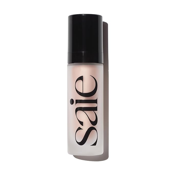 Saie Glowy Super Gel - Hydrating Makeup Primer and Illuminating Glow Serum Enriched with Vitamin C and Squalane Oil - All-Over Liquid Highlighter Makeup for Instant Glass Skin - Roseglow (1 oz)-Velvo Beauty