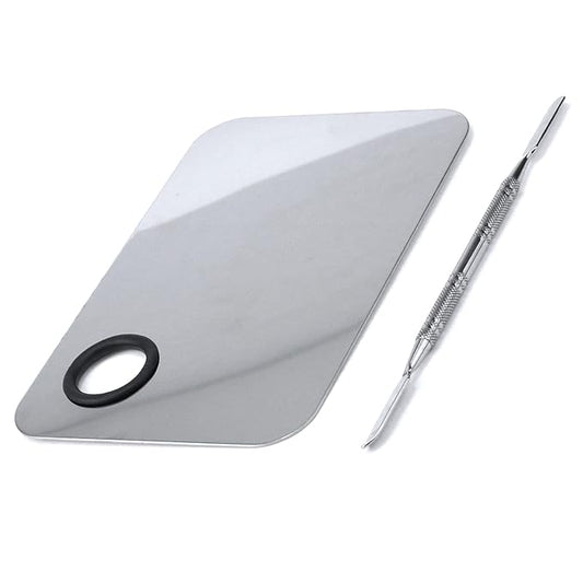 Stainless Steel Ring Beauty Palette, Square Palette, Silver,with Color Stick,1 PCS-Velvo Beauty