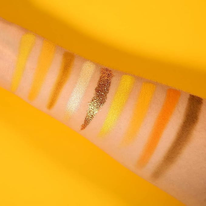 docolor Eyeshadow Palette 9Colors Yellow Eyeshadow Gemstone Shadow Palettes Highly Pigmented Mattes Shimmers Smokey Glitter Cream Colorful Powder Blendable Long Lasting Waterproof Makeup Palette-Velvo Beauty