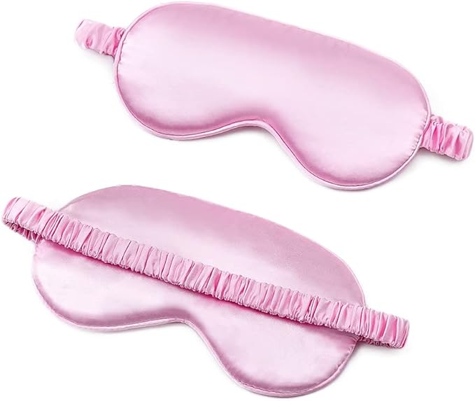 100% Natural Mulberry Soft Silk Sleep Mask, Light Blocking Eye Masks For Sleep, Night Blindfold Eye Mask Cover For Men And Women, Sleeping Night Mask For Travel (Pink)-Velvo Beauty
