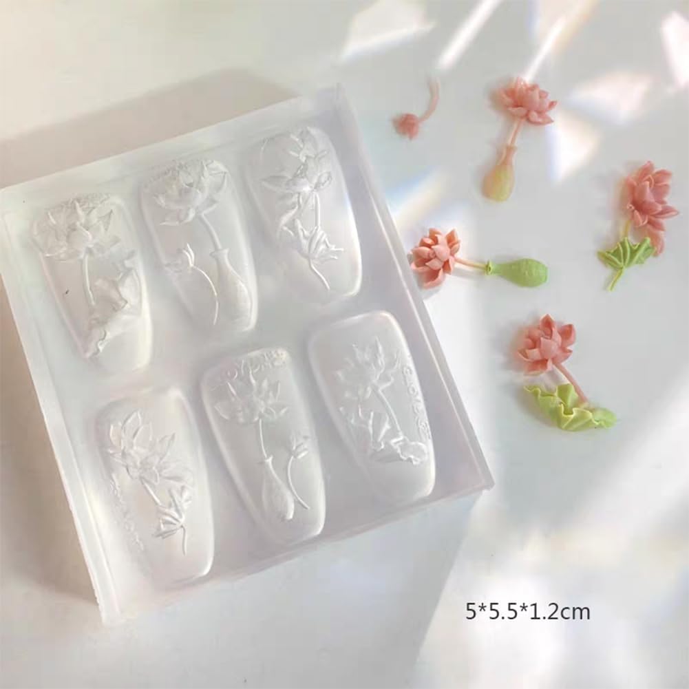 3D Lotus Flower Nail Art Silicone Molds Classic Floral Lotus Leaf Carving Template Resin Mould Nail Tool for Women Girls Manicure DIY Design-Velvo Beauty