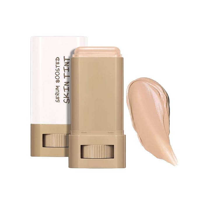 Multi-Use Foundation Stick Beauty Balm Serum Boosted Skin Tint, On-The-Go Tinted Solid Serum, Lightweight and Buildable Creamy Skin Tint Stick Makeup, Natural Finish(04#)-Velvo Beauty