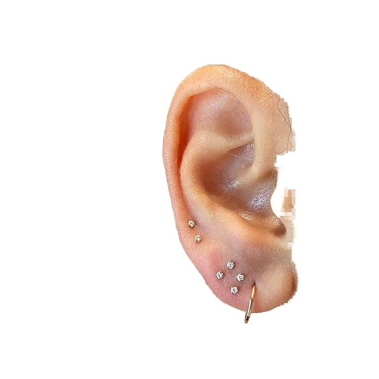 Boho Circle Hoop Earrings Gold Cz Studs Earrings Rhinestone Multiple Piercing Earrings Set Vintage Huggie Hoop Earrings Jewelry for Women and Girls-Velvo Beauty