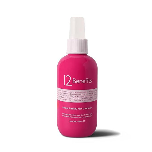 12 Benefits Leave-In Conditioner Spray – Instant Healthy Hair Treatment, Anti-Frizz, Detangles, Strengthens & Repairs, Heat Protection with Quaternium 39 & Silk Fibre Protein, 6 Fl Oz-Velvo Beauty