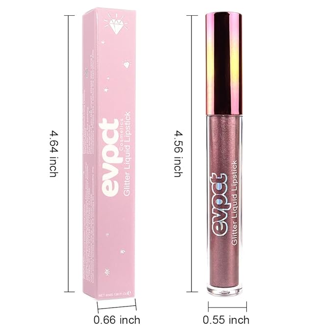 evpct 1Pcs Taupe Mauve Glitter Metallic Shimmer Diamond Lipstick Lip Gloss Stain Set for Women Long Lasting Waterproof, Mauve Purple Sparkle Glitter Matte long Wear Liquid Lipstick Lip Makeup Kit, 08#-Velvo Beauty