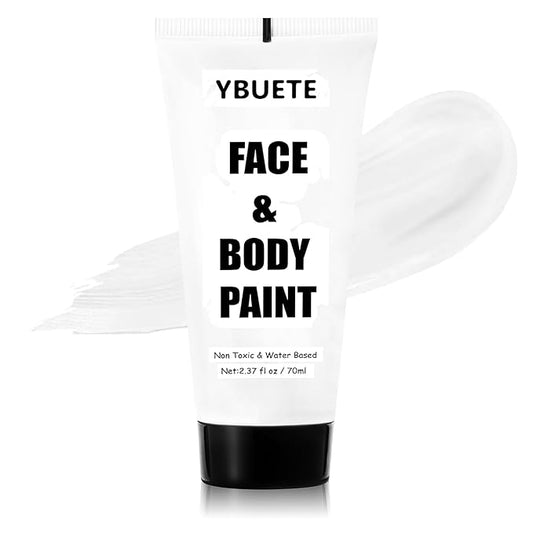 White Water Based Face Body Paint, 2.37 OZ Washable Large Tube Full Coverage Face Paint Cream for Adult Carnival Cosplay Halloween SFX Skull Joker Zombie Vampire Skeleton Goth Makeup-Velvo Beauty