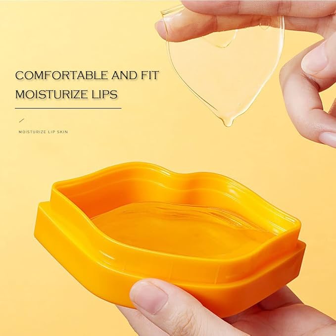 20Pcs Moisturizing Lip Mask, Restores Moisture Lip Care Mask for Dry Lips and Lip Lines Lips Overnight Lip Care, Gel Treatment Lip Masks Plumping Lips Mask (Yellow)-Velvo Beauty