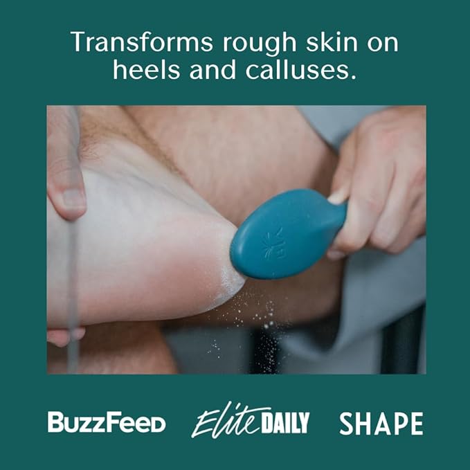 Bare August Glass Foot File Callus Remover - Heel Scraper & in-Shower Foot Scrubber Dead Skin Remover - Pedicure Foot Buffer for Soft Feet (with Handle, Teal)-Velvo Beauty