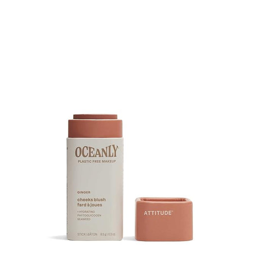 ATTITUDE Oceanly Lightweight Blush Stick, Titanium Dioxide-Free, EWG Verified, Plastic-Free, Vegan & Cruelty-free Makeup, Ginger, 0.3 Ounces-Velvo Beauty
