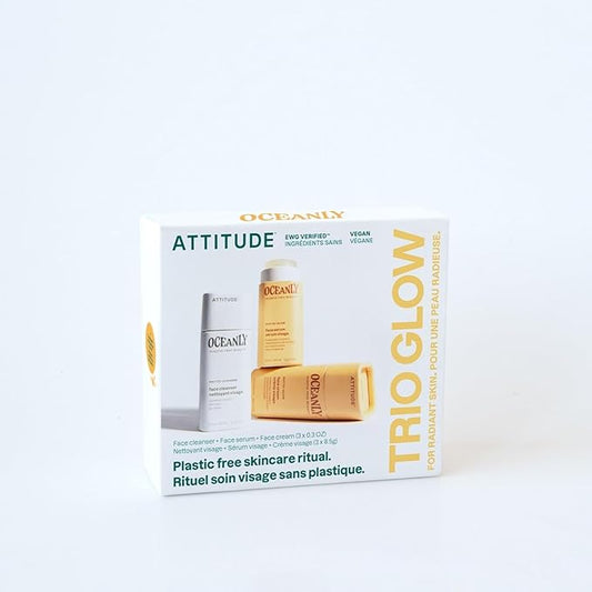 ATTITUDE Oceanly Glow Trio Skincare Box Set, EWG Verified, Plastic-free, Plant and Mineral-Based, Vegan, PHYTO GLOW, Set of 3 Travel Size Sticks-Velvo Beauty