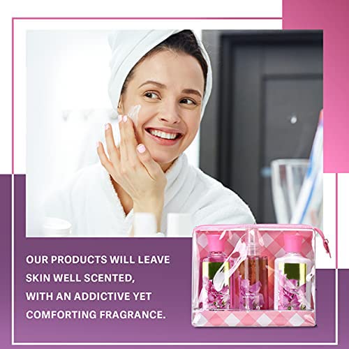 Bath & Body Care Travel Set Pea Flower Scent Home Spa Set with Body Lotion, Shower Gel and Fragrance Mist, Christmas Gifts for Her and Him-Velvo Beauty