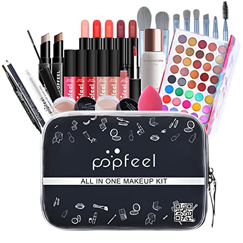 All-in-one Holiday Make up Gift Set | Makeup Kit for Women Full Kit Essential Starter Bundle Include Eyeshadow Palette Lipstick Blush Foundation Concealer Face Powder Mascara Lipgloss Brush-Velvo Beauty