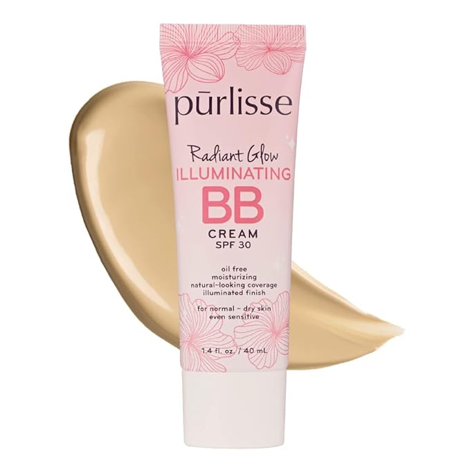 pūrlisse Radiant Glow Illuminating BB Cream with SPF 30 - Glow BB Cream Enriched with Goji & Hawthorn Berry for Dewy Skin - Helps to Improve Skin Texture & Radiance - Light Medium (1.4 oz)-Velvo Beauty