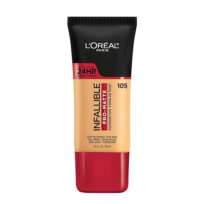 L'Oreal Paris Makeup Infallible Pro-Matte Liquid Longwear Foundation, 105 Natural Beige, 1 fl; oz.-Velvo Beauty