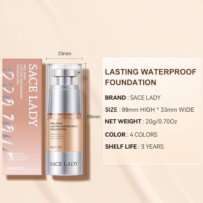 Ultra Matte Liquid Foundation Makeup, Full Coverage Shine Free Foundation Cream for Oily Skin, Waterproof Natural Face Foundation Make-Up Lasts Up to 24HR, 0.7Oz (#04)-Velvo Beauty