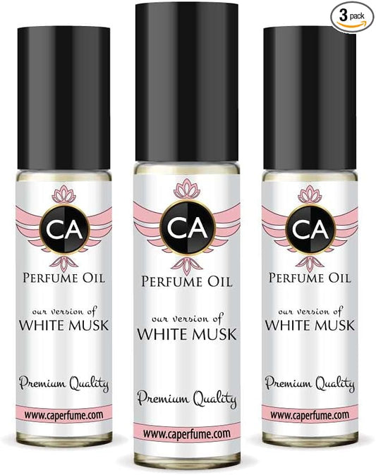 CA Perfume Impression of Emra White Musk For Women Replica Fragrance Body Oil Dupes Alcohol-Free Essential Aromatherapy Sample Travel Size Concentrated Long Lasting Attar Roll-On 0.3 Fl Oz-X3-Velvo Beauty