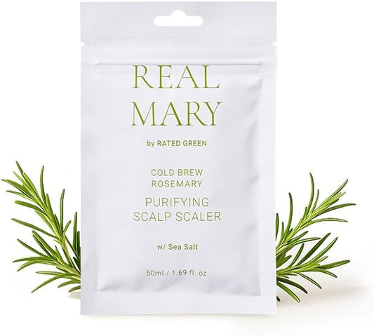 RATED GREEN Real Mary Cold Brew Rosemary Purifying Scalp Scaler w. Sea Salt | Menthol | Deep Refreshing Mask for Oily, Flaky Scalp | Korean Vegan Formula | 1.69 fl oz (Pack of 5)-Velvo Beauty