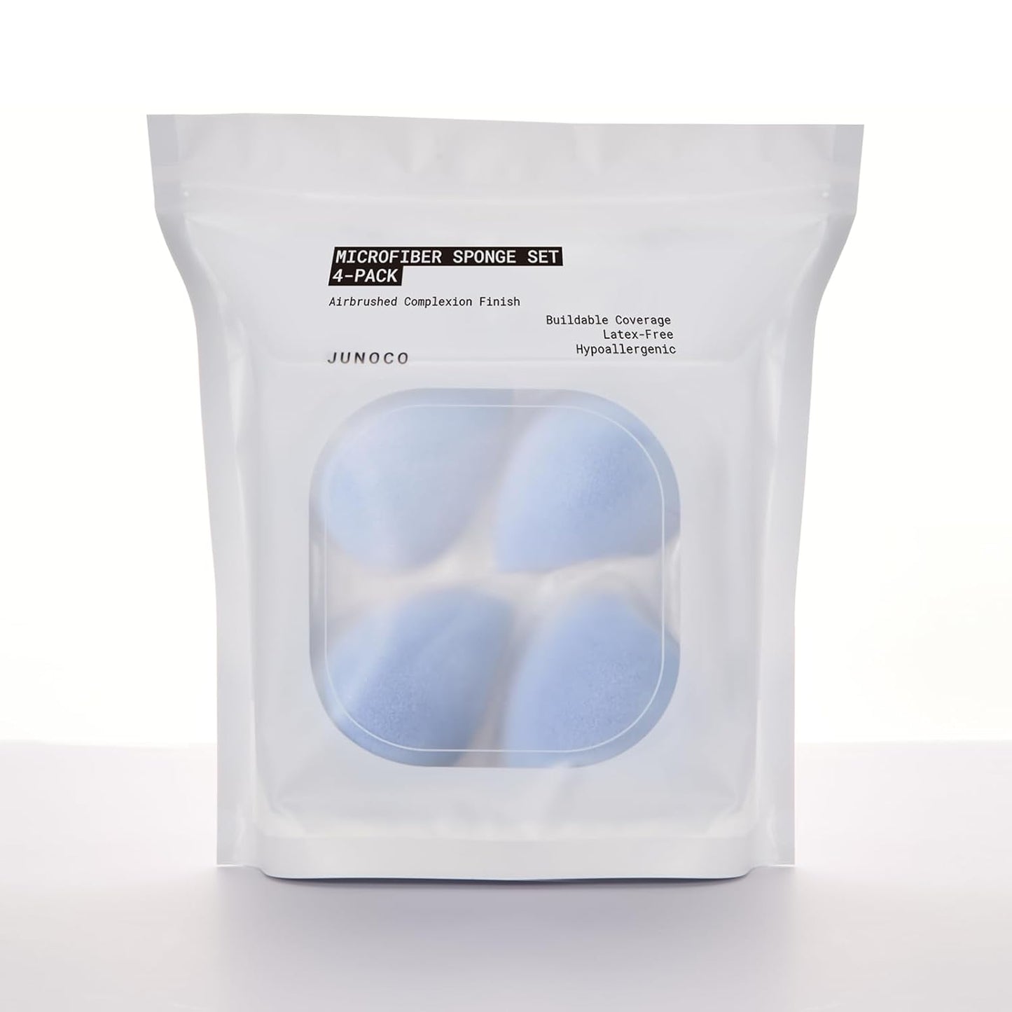 JUNO & Co. Microfiber Makeup Sponge Set 4-Pack, Dual Layer Technology and Airbrushed Complexion Finish, Makeup Blender for Foundation, Powder and Cream-Velvo Beauty