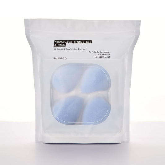JUNO & Co. Microfiber Makeup Sponge Set 4-Pack, Dual Layer Technology and Airbrushed Complexion Finish, Makeup Blender for Foundation, Powder and Cream-Velvo Beauty