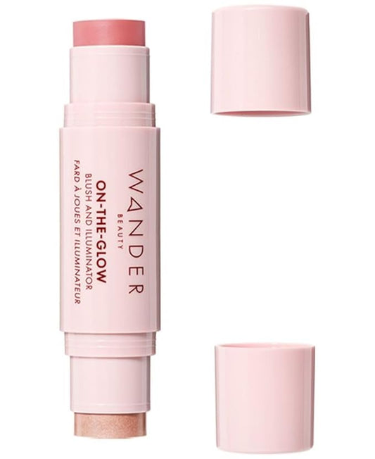 Wander Beauty On-the-Glow Blush and Illuminator - Coral Rose/Nude Glow - 7-in-1 Hydrating Cream Blush & Highlighting Stick - Stick Blush for Cheeks, Lip, & Body - Highlighter Makeup & Blush - 0.4 oz-Velvo Beauty