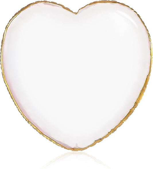 Resin Nail Art Palette, Makeup Palettes Nail Mixing Palette Polish Color Mixing Plate Golden Edge Heart Shaped Nail Art Display Holder Display Board Heart Shape Cosmetic Mixing Tools-Velvo Beauty