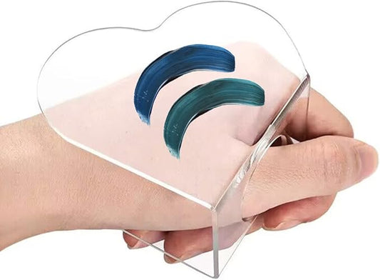 3Pcs Clear Handheld Acrylic Palette Heart Shaped Acrylic Nail Color Palette Handheld Makeup Mixing Palette Foundation Mixing Tray Cosmetic Palette for Lipstick Eyeshadow Foundation Color Blending-Velvo Beauty