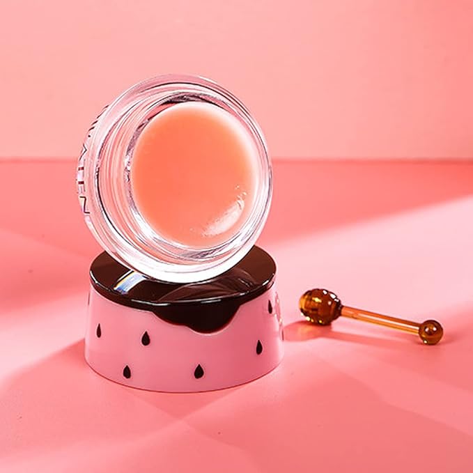 Honey Lip Balm Pot, Propolis Lip Mask, Strawberry Hydrating Propolis Lip Sleeping Mask, Prevent Dry&Cracked, Lip Repair Nourishes the Lip Skin (Honey & Strawberry)-Velvo Beauty