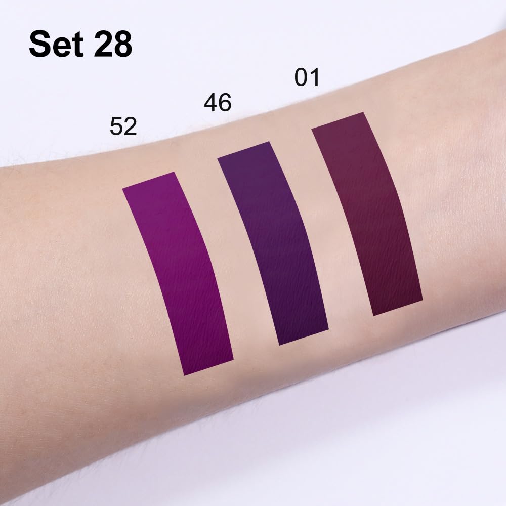 evpct 3Pcs Burgundy Red Black Dark Purple Matte Lip Liner & Liquid Lipstick Stain Makeup Set for Women, Lip Liner Stain Long Lasting Waterproof Smudge Proof, Cruelty Free Lip Makeup 24 hours originale-Velvo Beauty