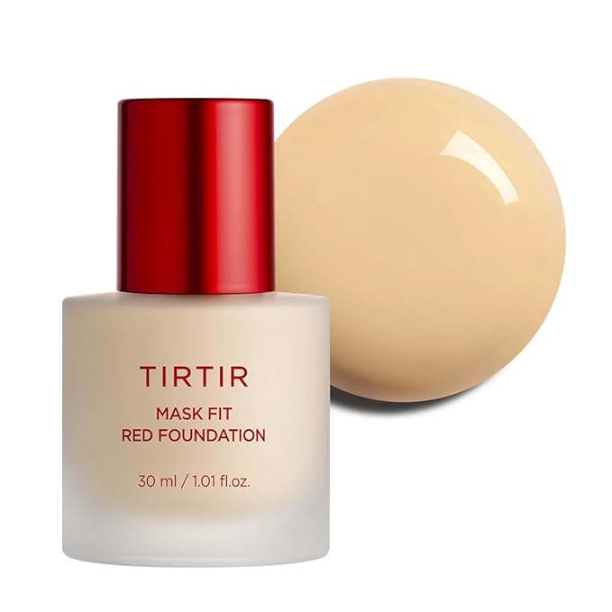 TIRTIR Mask Fit Red FoundationㅣLong Lasting Flawless Coverage, Energy Essence, Lightweight, Hydrating, Pore-Blurring, Breathable Satin Finish, Makeup, Radiant Skin, #24W Soft Beige, 1.01 Fl Oz-Velvo Beauty