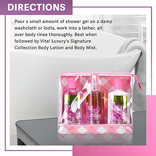 Bath & Body Care Travel Set Pea Flower Scent Home Spa Set with Body Lotion, Shower Gel and Fragrance Mist, Christmas Gifts for Her and Him-Velvo Beauty