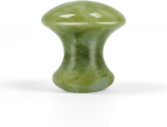 Mushroom Jade Gua Sha Facial Tools, Jade Roller Guasha Massage White Crystal Jade Stone Mushroom Shaped Face Lift Remove Wrinkles Massager for Women Spa, Body Relaxing (Green Jade)-Velvo Beauty