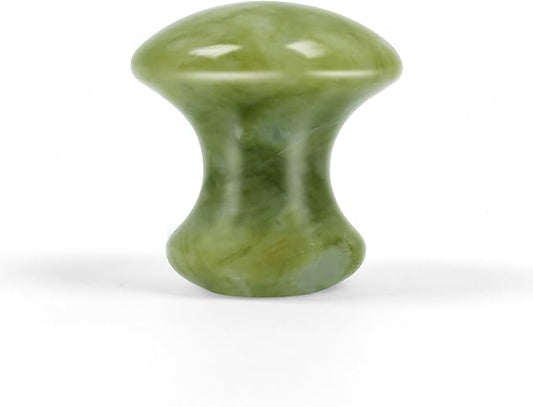 Mushroom Jade Gua Sha Facial Tools, Jade Roller Guasha Massage White Crystal Jade Stone Mushroom Shaped Face Lift Remove Wrinkles Massager for Women Spa, Body Relaxing (Green Jade)-Velvo Beauty