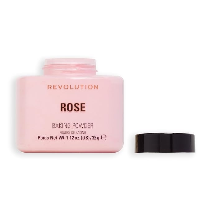 Revolution Beauty, Loose Baking Powder, Makeup Setting Powder, Long Lasting Coverage, Mattifies & Reduces Shine, Rose, 1.13 Oz-Velvo Beauty
