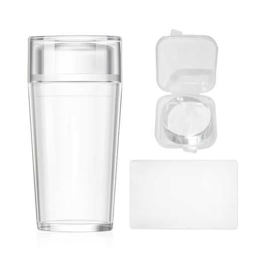 X&D Nail Art Stamper Clear Jelly Nail Art Stamping Transparent Silicone Rubber Nail Polish Stamper with Acrylic Scraper, Spare head Kit for French Tips and Transfer Images-Velvo Beauty